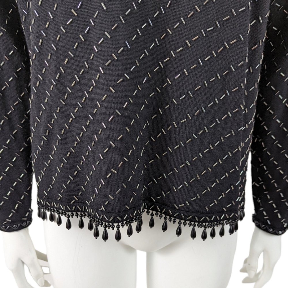 Vintage 90s Beaded Blouse Top Valerie Stevens Evening Black Women's Small - Picture 4 of 11